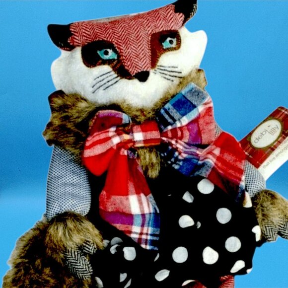 Debi Lilly Equestrian Fox Holiday Shelf Sitter Plaid Flannel Figurine Retired - Picture 4 of 9